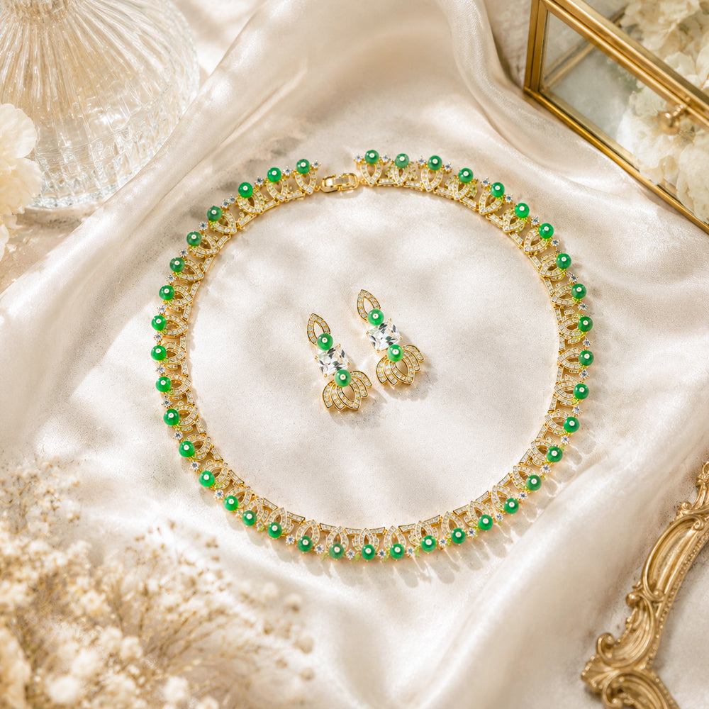 Silver Tone Rectangular Ruby & Round Emerald Crystal Jewelry Set, Floral Cluster Tassel Necklace Drop Earrings, Vintage Royal Luxury Bridal Formal Statement Jewelry