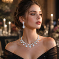 Emerald Gemstone Jewelry Set Handcrafted Cubic Zirconia Necklace Earrings Set Wedding Banquet Gala Evening Party Statement Jewelry for Women